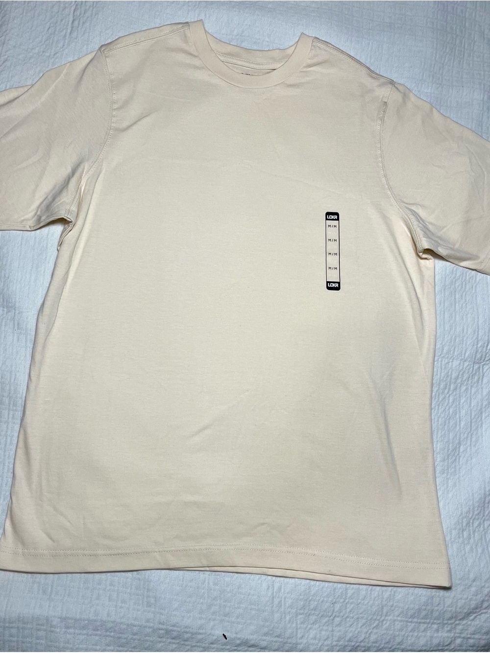 LCKR Men’s Medium Cream Basic T Shirt 100% Cotton Short Sleeve Casual Tee New